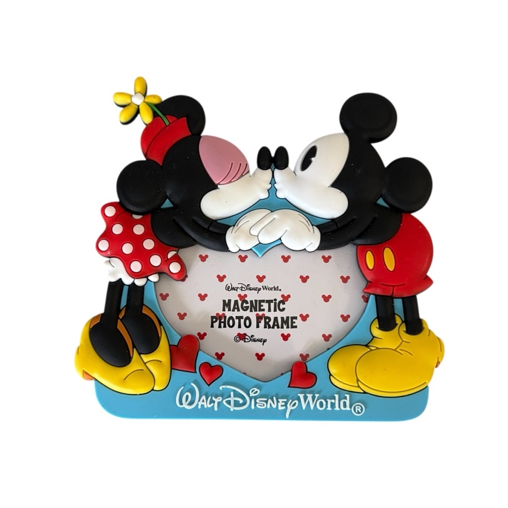 Walt Disney World Mickey and Minnie Kissing Magnetic Frame - Red, Yellow, Blue